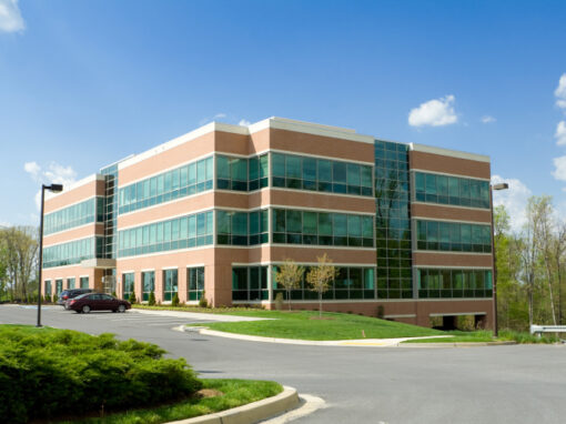 Commercial office building served by a temporary boiler rental