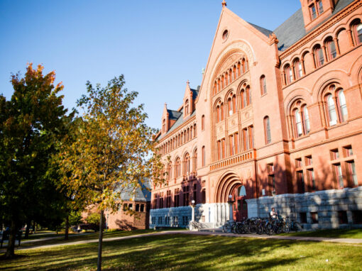 University campus building heated by a temporary boiler